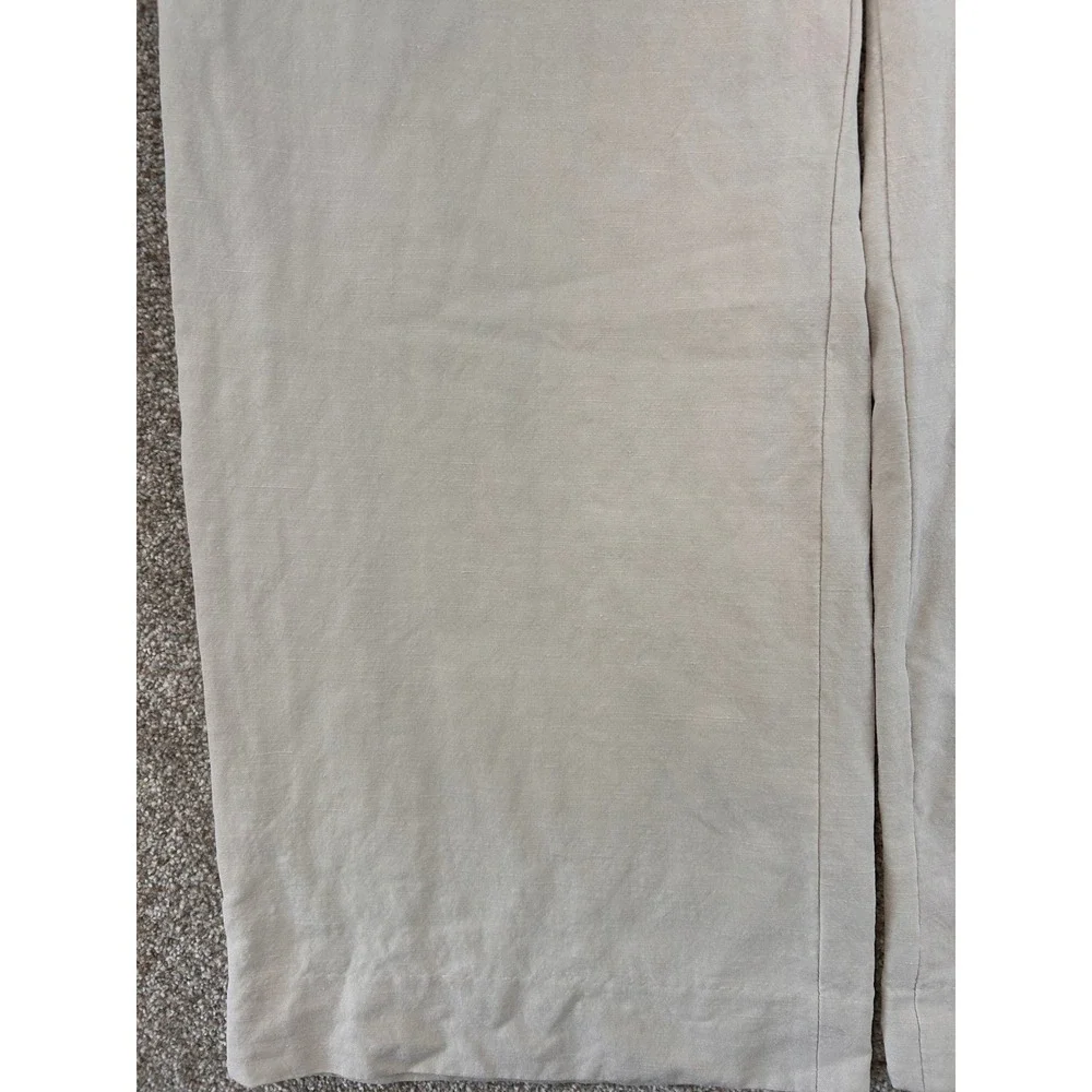 Silk Linen Quiet Luxury Light Academia Wide Leg Trouser High Waisted Pant Sz 10